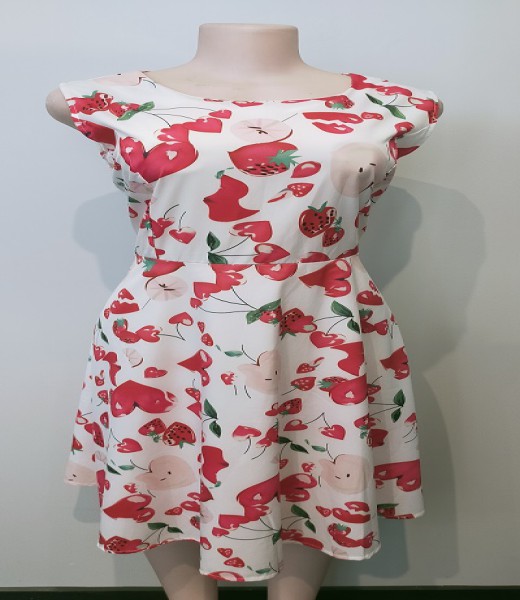 White Red Apples Heart Strawberry Dress
