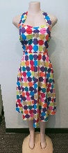 White Dress Multi colour Polkadots