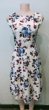 White Dress Blue / Purple Roses