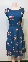 Blue Dress with Roses & Birds