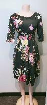 Black Dress / Pink & Yellow Flowers
